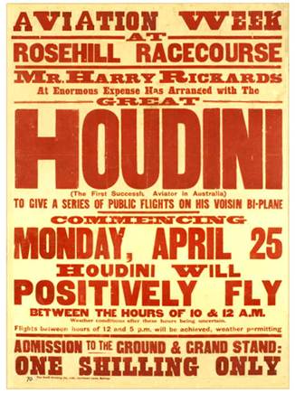Image result for harry houdini flying poster