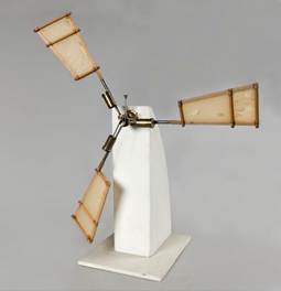 B2245 Model aero engine, three cylinder rotary replica, metal / wood / paper, designed by Lawrence Hargrave 1889, made by the Powerhouse Museum, Sydney, New South Wales, Australia, 1976. Click to enlarge.