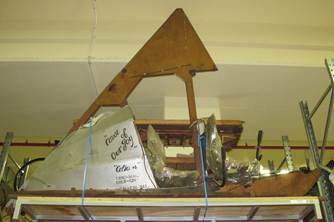 87/709 Glider, full-size, 'Celio 4' model called 'Cause of Our Joy', plywood/linen, used to train pilots, designed and made by Hermes George Celio, 45 Systrum Street, Ultimo, Sydney, New South Wales, Australia, c 1954. Click to enlarge.